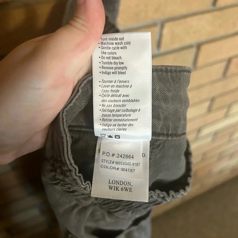 Paige Men's Regular-Fit Gray Elastic Drawstring Waist Flat Front Pants Size 33